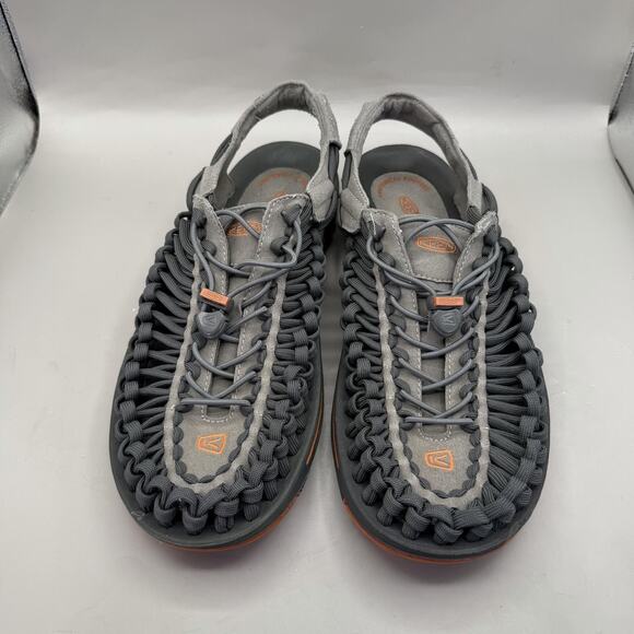 KEEN Uneek Sandals Shoes Mens Size 13 Gray Orange Woven Cord Hiking Outdoor main image 6